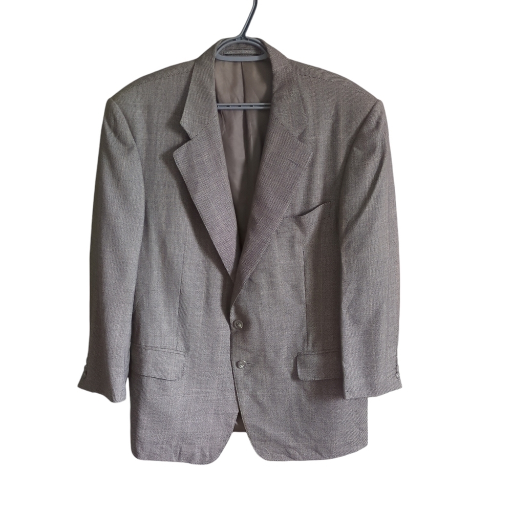 Ermenegildo Zegna Wool Plaid Houndstooth Blazer Sport Coat Jacket Size 52 (US L)